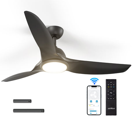 Addlon Ceiling Fans with Lights, 52 Inch Smart Ceiling Fan with Remote/APP/Alexa Control, Reversible DC Motor, 6 Speeds, 3CCT Dimmable, Noiseless, White/Black Wifi Ceiling Fan for Bedroom, Farmhouse