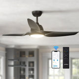 Addlon Ceiling Fans with Lights, 52 Inch Smart Ceiling Fan with Remote/APP/Alexa Control, Reversible DC Motor, 6 Speeds, 3CCT Dimmable, Noiseless, White/Black Wifi Ceiling Fan for Bedroom, Farmhouse