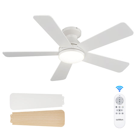Addlon Ceiling Fans with Lights, 32/42/52 inch Low Profile Ceiling Fan with Light and Remote Control, Flush Mount, Reversible, 3CCT, Dimmable, Quiet, White/Nickel/Black Small Ceiling Fan for Bedroom Indoor/Outdoor Use