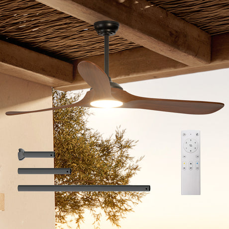 Addlon Ceiling Fans with Lights, 60/70/80 Inch Indoor/Outdoor Ceiling Fan with Remote Control, Reversible, 3 Wood Blades, 6 Speeds, 3CCT Dimmable, Noiseless, Large Ceiling Fan for Patio, Gazebo, Farmhouse