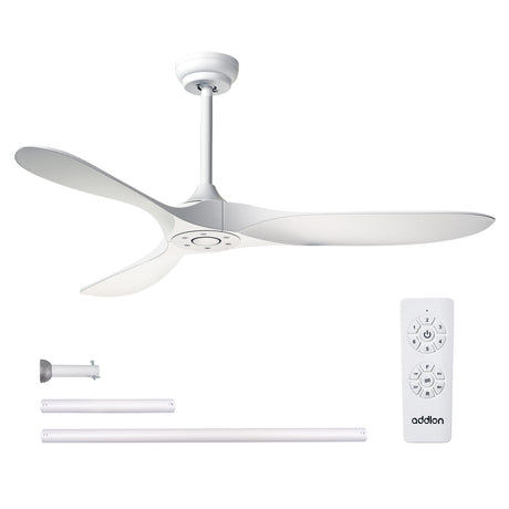 Addlon Outdoor Ceiling Fan, 60 inch White/Black Fan with Remote Control, 6 Speeds, Reversible DC Motor, Noiseless, Modern Ceiling Fans without Light for Patio,Gazebo, Bedroom, Balcony, Living Room