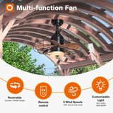 Addlon Outdoor Ceiling Fans with Lights for Patios, 20 inch Wet Rated Black Gazebo Fan with Remote, 6 Speeds, 3CCT Dimmable, Noiseless, Reversible, Plug in Caged Ceiling Fan for Pergola Canopy