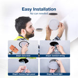 6 Pack 6 Inch 5CCT Ultra-Thin LED Recessed Ceiling Light with Junction Box, Dimmable Canless Wafer Downlight, 12W, 1050LM Brightness, ETL&FCC
