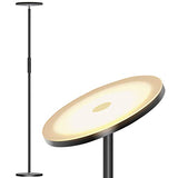 addlon LED Torchiere Floor Lamp - Tall Standing Modern Lamp Pole Light for Living & Office – Stepless Dimmable Uplight with Wall Switch - Coffee
