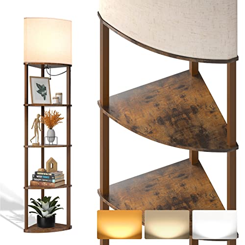 Corner shelf floor deals lamp