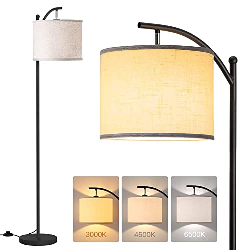 addlon dimmable Floor lamp with Larger lampshade, led Standing lamp Behind Sofa, Floor Lamps for Living Room and Bedroom