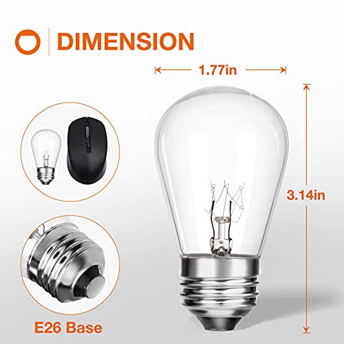 addlon Incandescent Replacement Bulbs 11W S14 Waterproof E26 Screw Base 4 Count Pack of 1