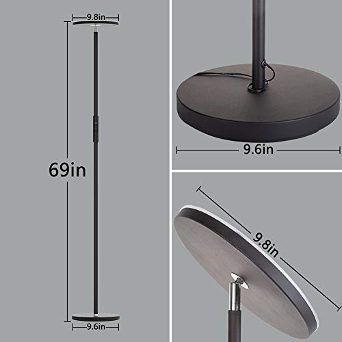 addlon LED Torchiere Floor Lamp - Tall Standing Modern Lamp Pole Light for Living & Office – Stepless Dimmable Uplight with Wall Switch - Coffee