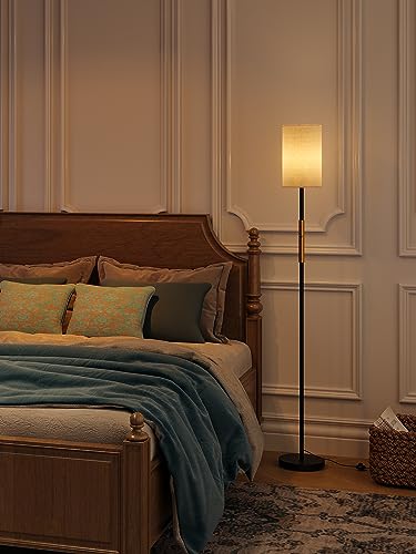 addlon dimmable Floor lamp with lampshade, LED Standing Floor lamp for Living Room and Bedroom - Black