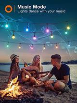 addlon 48FT Smart Outdoor String Lights with 24 Diamond Appearance Bulbs, APP & Remote Control Color Changing, Waterproof Shatterproof Patio Lights Music Sync, Work with Alexa for Patio, Porch