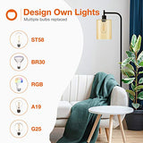 addlon LED Floor Lamp, with Hanging Glass Lamp Shade and LED Bulb for Bedroom and Living Room, Modern Standing Industrial Lamp Tall Pole Lamp for Office, Tawny