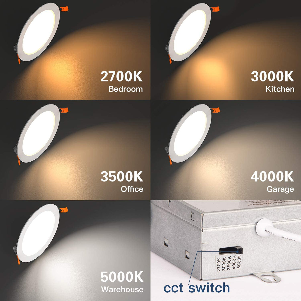 6 Inch 5CCT Ultra-Thin LED Recessed Ceiling Light,16 packs