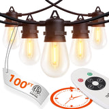 addlon 100FT(2-Pack*50FT) LED Outdoor String Lights Timer Control